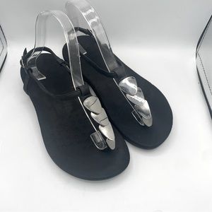 Vionic Rest Miami leather ankle strap silver detail sandals